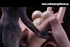 Big titted  animated babe got tied up and fucked like never before until her pussy got creampied