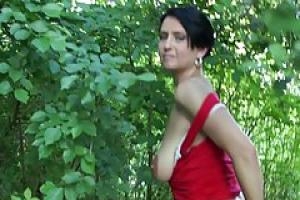 Busty granny  Gabriela and her horny neighbour are having lots of fun  in the forest