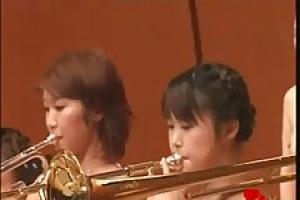 Naked Japanese ladies are professional musicians and like to perform as often as it is possible