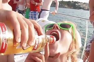 Teen sluts went to a yacht party and had a great time with their friends