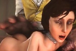 Dark haired  cartoon chick is sucking a rock hard meat stick like a pro whore