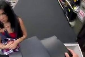 Cuban brunette is getting fucked from the back  because she wants to get a discount