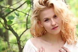 Sweet blonde babe  Rada is masturbating in the forest and enjoying every single second of it