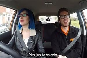 Anal sex loving girl with blue hair is about to get banged in the car
