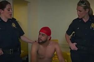 Two busty cops decided to fuck a handsome bad guy  while in a hotel room