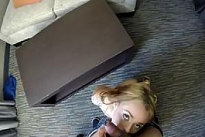 Adorable blonde babysitter went to a job interview and ended up fucked like never before