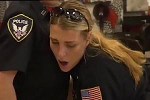 Randy police ladies are fucking one guy instead of doing their job  because they are very horny