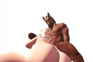 Cartoon babe with big ass is having steamy sex with a muscled black guy with long hair