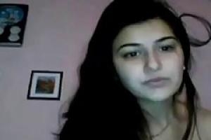 Indian brunette is showing her nice tits on web cam  because it excites her a lot