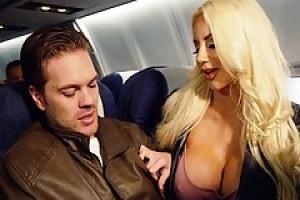 Nicolette Shea and Aletta Ocean are having group sex in the cockpit  instead of working